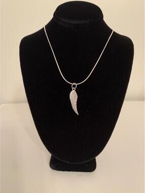 Sterling Silver Angel Wing Pendant comes with 18" long SS Snake Necklace - NEW